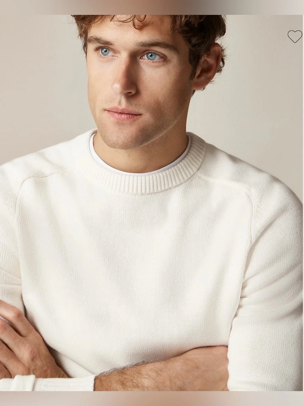 NEW J. Crew Mens Heritage cotton crewneck sweater Ivory Item BI841 Small